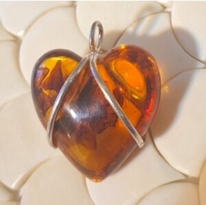 Antique Amber Heart pendant